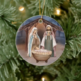 Ornamento De Cerâmica Cena de Natal Religiosa e Escritura