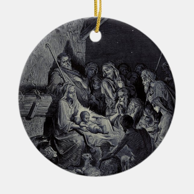 Ornamento De Cerâmica Cena de natividade bíblica (Frente)