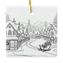 Cena de Neve da Vila Feliz de Natal Personalizada