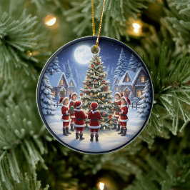 Ornamento De Cerâmica Cena Festiva de Natal Encantadora