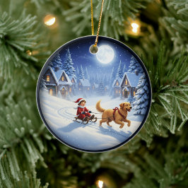 Ornamento De Cerâmica Cena Festiva de Natal Encantadora