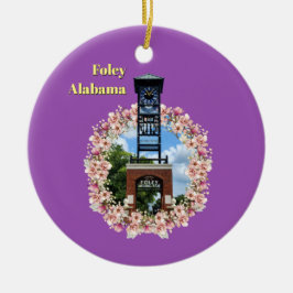 Ornamento De Cerâmica Centennial Plaza Clock, Foley Alabama Purple Shade