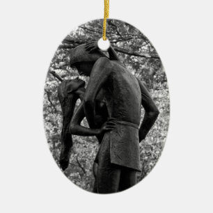 Ornamento De Cerâmica Central Park Autumn: Romeu & Julieta Estátua 01 B&