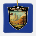 Ornamento De Cerâmica Central Park New York Viagem Art Vintage<br><div class="desc">Trabalho de arte do vetor do Central Park. Central Park é um parque urbano entre o Upper West Side e o Upper East Side,  bairros de Manhattan,  em Nova Iorque,  que foi o primeiro parque paisagístico nos Estados Unidos.</div>