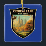 Ornamento De Cerâmica Central Park New York Viagem Art Vintage<br><div class="desc">Trabalho de arte do vetor do Central Park. Central Park é um parque urbano entre o Upper West Side e o Upper East Side,  bairros de Manhattan,  em Nova Iorque,  que foi o primeiro parque paisagístico nos Estados Unidos.</div>