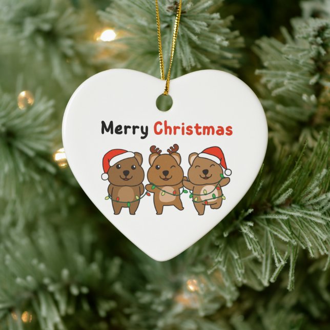 Ornamento De Cerâmica Ceram de Natal de Quokka Quokka Merry (Árvore)