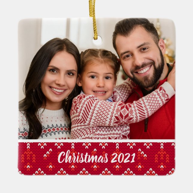 Ornamento De Cerâmica Ceram de Natal Nórdico Personalizado da Família de (Frente)