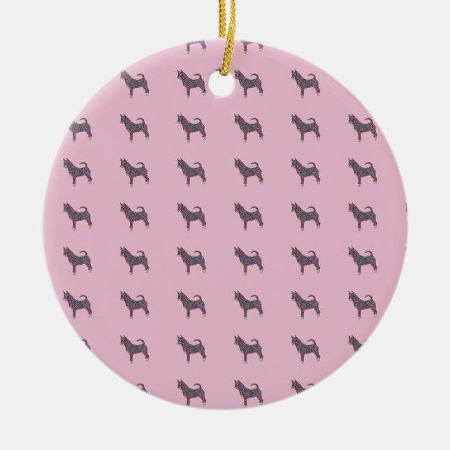 Ornamento De Cerâmica Ceramic Circle Ornament with chihuahua pattern (Frente)