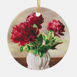 Ornamento De Cerâmica Ceramic Ornament - 'Afternoon Peonies'