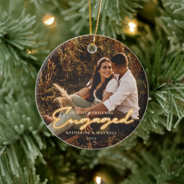 Ornamento De Cerâmica Cerâmica de 1rua de Natal com Letra Neon Engajada (Árvore)