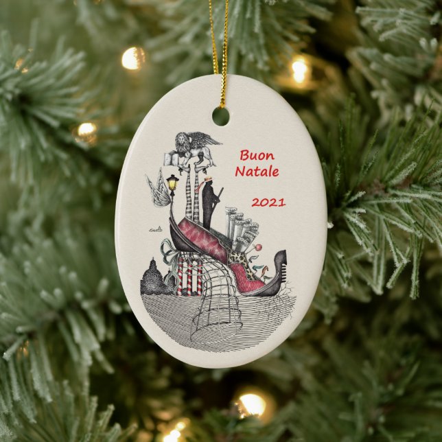 Ornamento De Cerâmica Cerâmica Oval Ornament-Veneza Itália (Árvore)