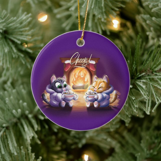 Ornamento De Cerâmica CÉREBROS! COCOA CATS por Jeff Willis Art (Árvore)