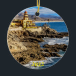 Ornamento De Cerâmica Cerritos Beach, Hacienda,<br><div class="desc">A majestosa Hacienda Cerritos fica no alto com uma bela vista de Cerritos Beach no litoral Baja California Sur.</div>