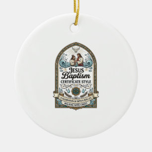 Ornamento De Cerâmica Certificado de Batismo de Jesus Estilo Certificado