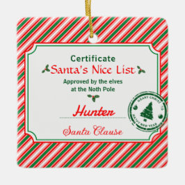 Ornamento De Cerâmica Certificado de Foto de Natal Papai Noel Lista dos 