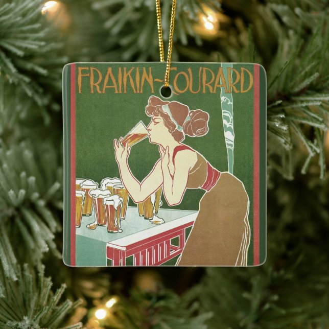 Ornamento De Cerâmica Cerveja Brasserie Fraikin-Courard Art Nouveau Vint (Árvore)