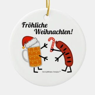 Ornamento De Cerâmica Cerveja & bratwurst - Fröhliche Weihnachten!