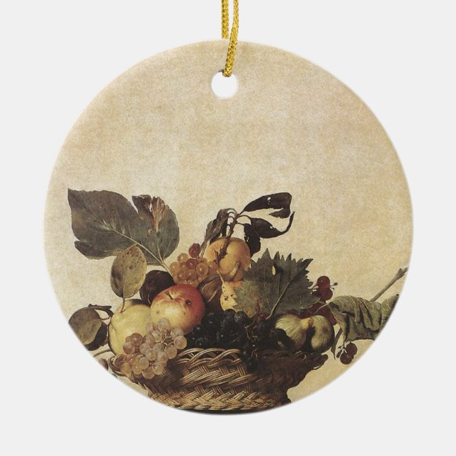Ornamento De Cerâmica Cesta de Fruta de Caravaggio (Frente)