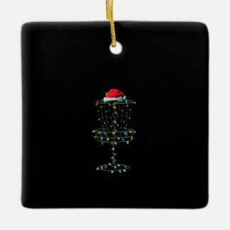 Ornamento De Cerâmica Cesta de Golfe do Disco Papais noeis Golf Frisbee