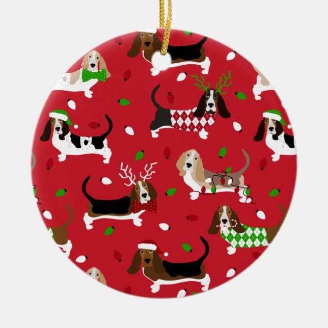 Ornamento De Cerâmica Cesto de Natal (Frente)