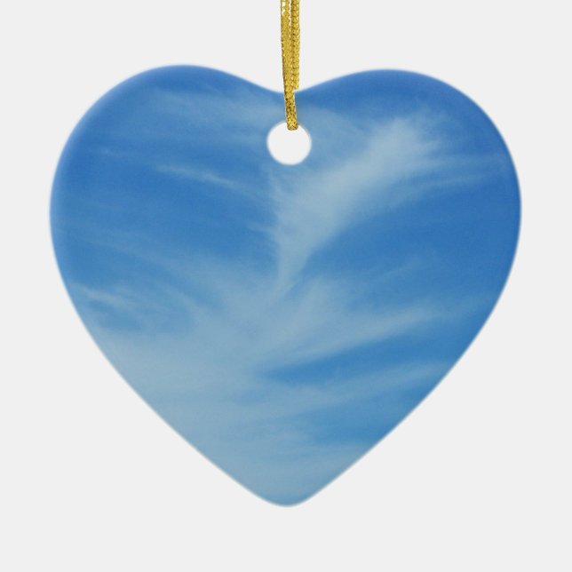 Ornamento De Cerâmica Céu Azul com Abstrato de Foto de Nuvens Brancas (Frente)