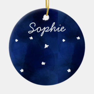 Ornamento De Cerâmica Céu estrelado azul meia-noite