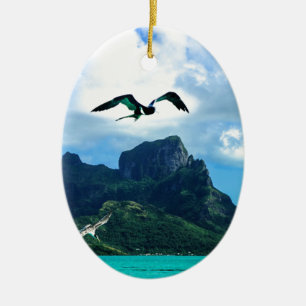 Ornamento De Cerâmica Céu tropical francês do pássaro de Bora Bora