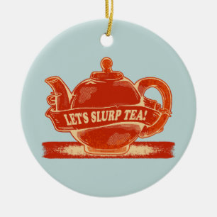 Ornamento De Cerâmica Chá de Bebendo Engraçado