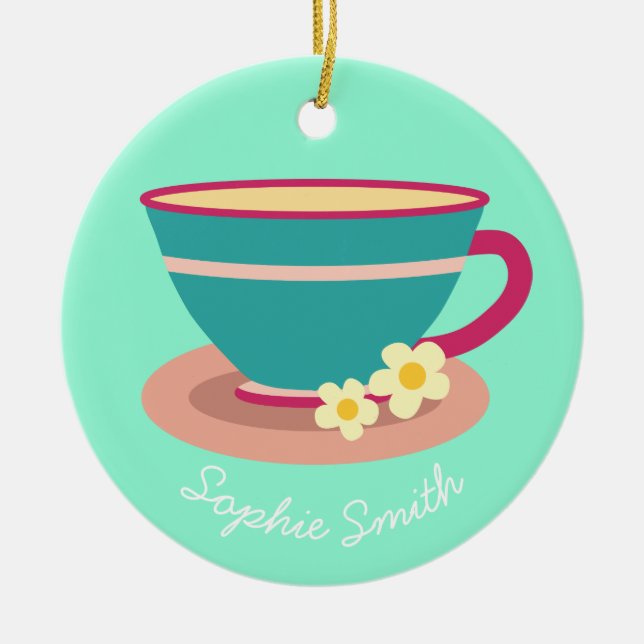 Ornamento De Cerâmica Chá de camomila para amantes de chá (Frente)