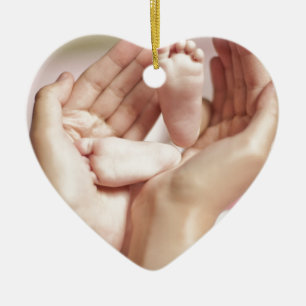 Ornamento De Cerâmica Chá de fraldas Crib Nursery Esperando Mãe Pai