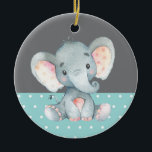 Ornamento De Cerâmica Chá de fraldas Elefante Cento Aqua Turquoise<br><div class="desc">Ornamento Cerâmico Do Teal Aqua Turquoise,  Chá de fraldas De Elefante Cinto</div>