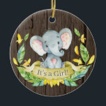 Ornamento De Cerâmica Chá de fraldas Elefante Russo Amarelo<br><div class="desc">Ornamento de cerâmica amarela Chá de fraldas elefante-russa</div>