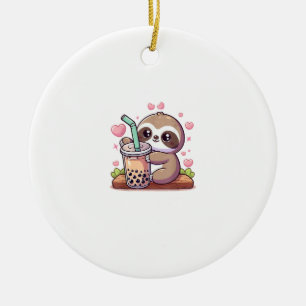 Ornamento De Cerâmica Chá de Leite com Bolhas de Boba de Preguiça Fofa K