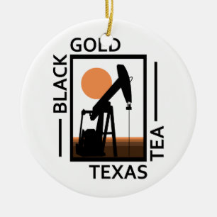 Ornamento De Cerâmica Chá Dourado preto de Texas