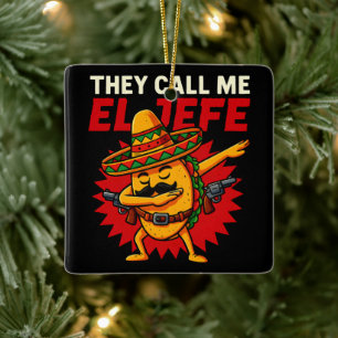 Ornamento De Cerâmica Chamam-me El Jefe Taco Funny Chefe Cinco De Mayo