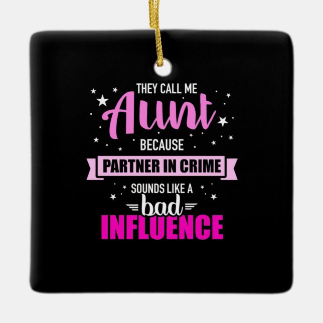 Ornamento De Cerâmica Chamam-Me Tia (Frente)