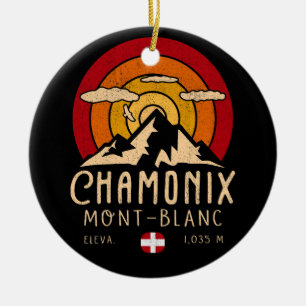 Ornamento De Cerâmica Chamonix França Retro Sunset Skiing Souvenirs 80s