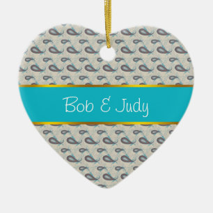 Ornamento De Cerâmica Champagne Paisley Pattern