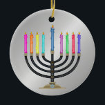 Ornamento De Cerâmica Chanukah Menorah<br><div class="desc">Divirta-se com isso. Pense em temas! Jogue com cores de fundo, adicione ou exclua texto e (por um pouco de taxa extra) personalize o verso com imagens, cores, logotipo / informações comerciais, etc.! Estas também são excelentes para presentes ou para usar como toque final da aula no seu invólucro de...</div>