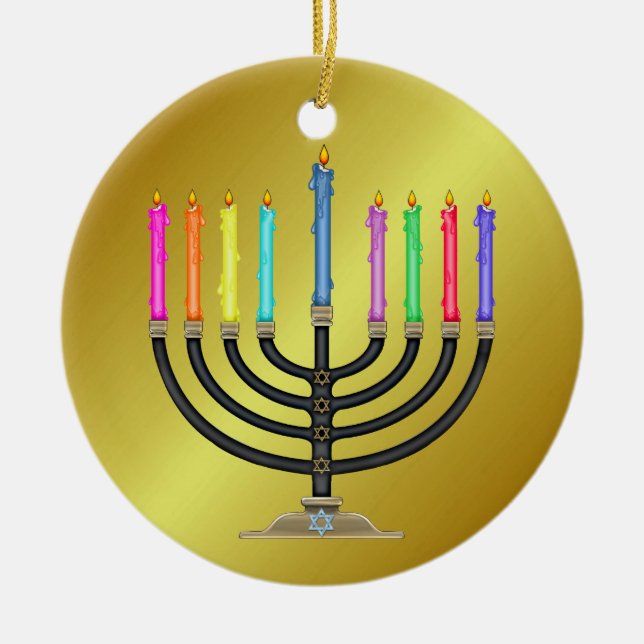 Ornamento De Cerâmica Chanukah Menorah (Frente)