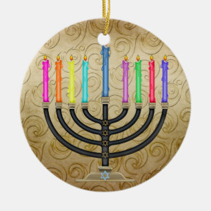 Ornamento De Cerâmica Chanukah Menorah