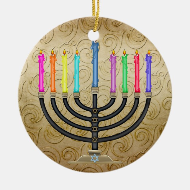 Ornamento De Cerâmica Chanukah Menorah (Frente)