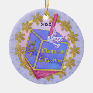 Ornamento De Cerâmica Chanukah Saudações
