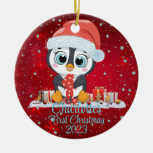 Ornamento De Cerâmica Chapéu bonitinho de Natal do bebê