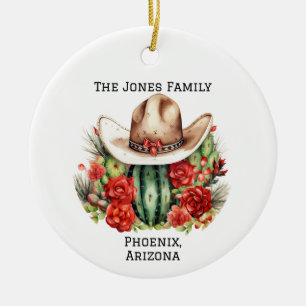 Ornamento De Cerâmica Chapéu de Cowboy de Natal Personalizado Country/We