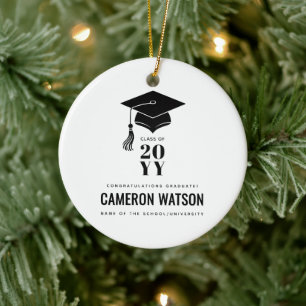 Ornamento De Cerâmica Chapéu de Formatura Moderno Personalizado e Borla