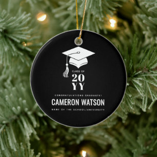 Ornamento De Cerâmica Chapéu de Formatura Personalizado Moderno e Borla