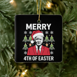 Ornamento De Cerâmica Chapéu de Natal de Joe Biden Feliz Páscoa de 4 de