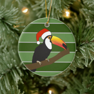 Ornamento De Cerâmica Chapéu de Papai Noel de Tucano - Especial de Natal