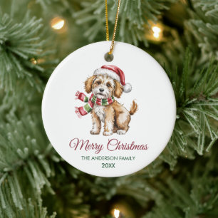 Ornamento De Cerâmica Chapéu de Papai Noel Personalizado para Cachorro G